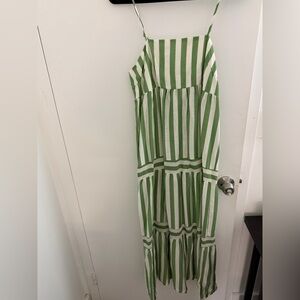 Green and White Striped Maxi Dress